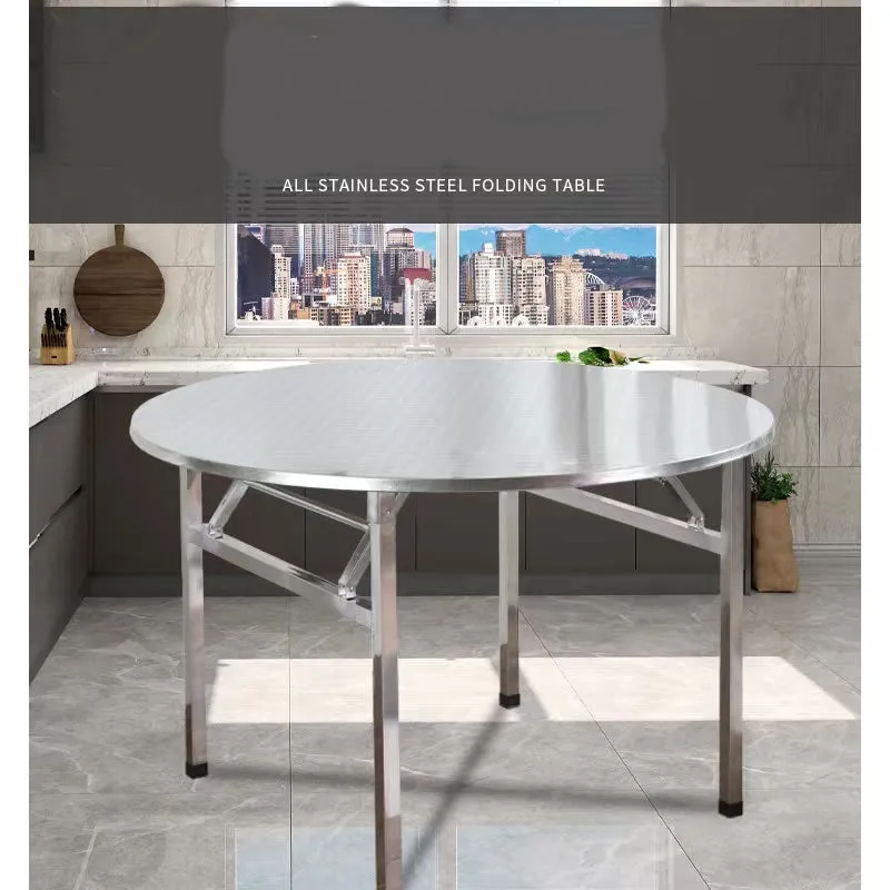 140 X 140Cm Stainless Steel Foldable Round Table Ft-140