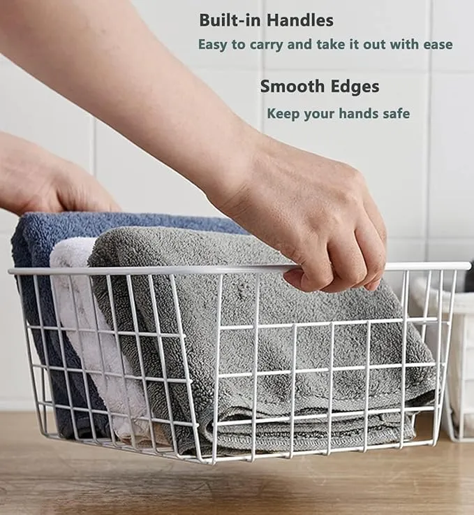 2 Pcs Freezer Storage Basket, Durable Rustproof Hanging Freezer Cable Storage Organizer