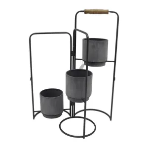 22" Metal Three-Tier Foldable Planters - Black