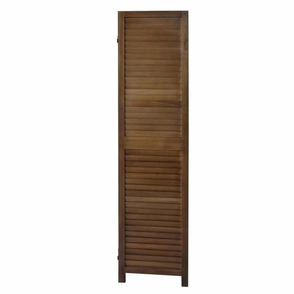 67 Inch Paulownia Wood Panel Divider Screen, Shutter Design, 3 Panels, Natural Oak Brown By The Urban Port