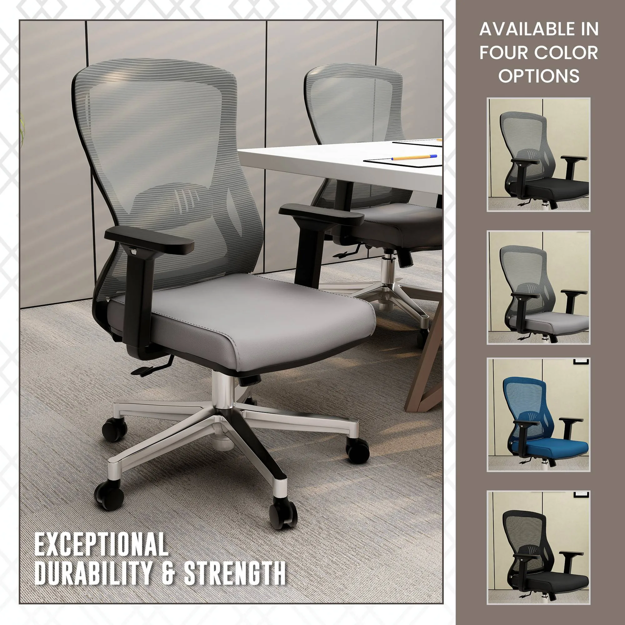 Adorit Series Ergonomic Office Chair with Mesh Back and Upholstered Seat