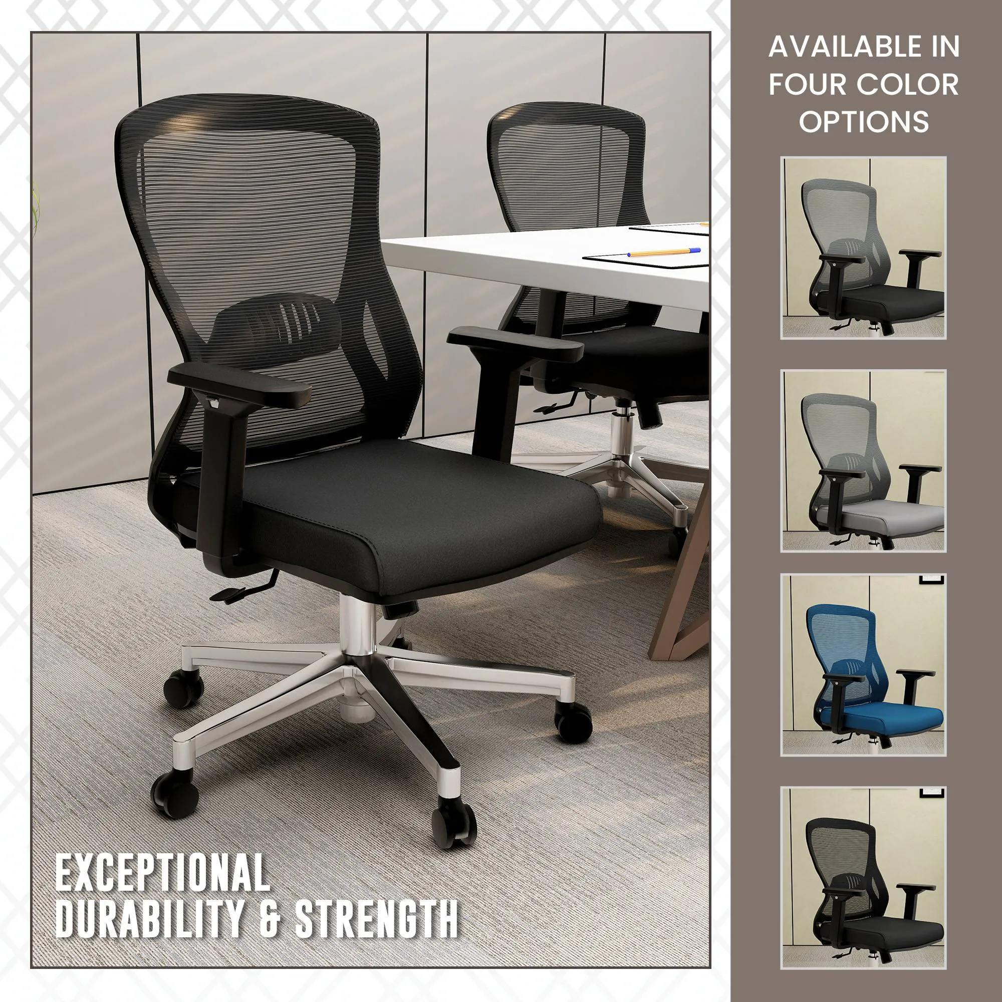 Adorit Series Ergonomic Office Chair with Mesh Back and Upholstered Seat