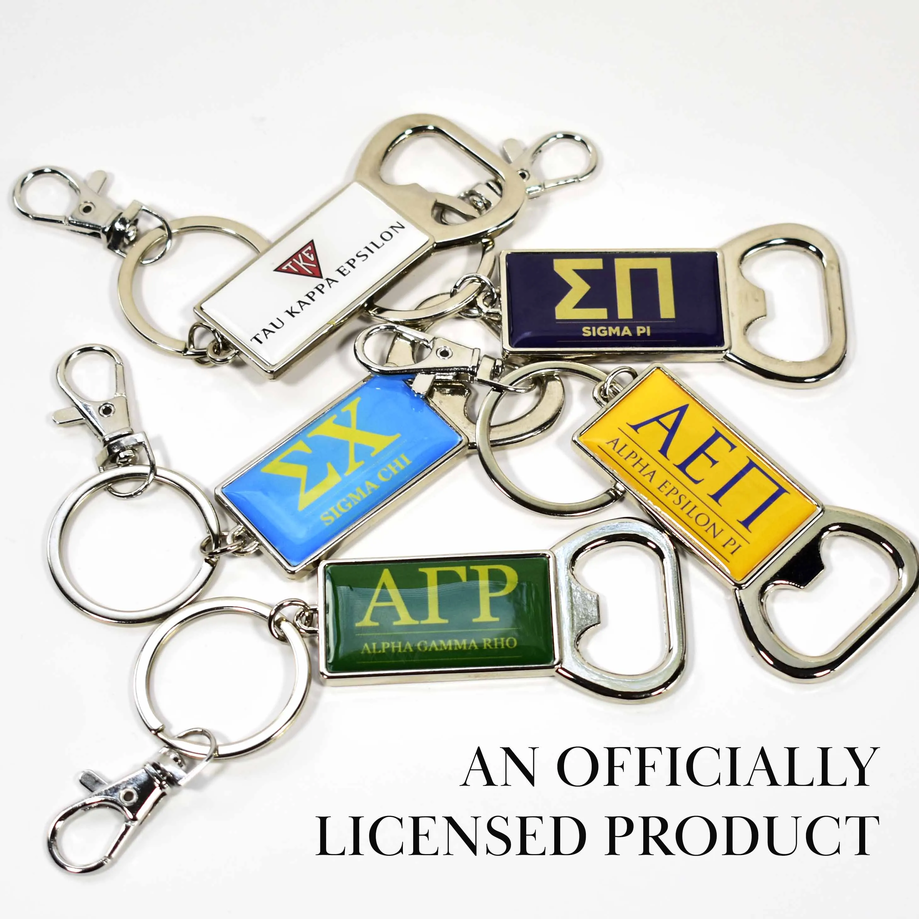 Beta Theta Pi Fraternity Keychain with Flat Bottle Opener