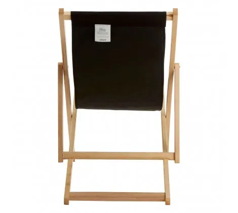 Black Deck Chair with Wooden Frame