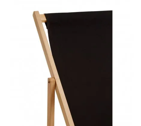 Black Deck Chair with Wooden Frame