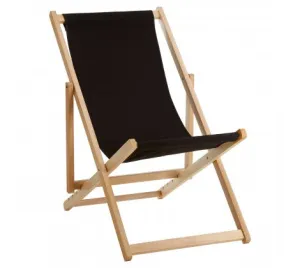 Black Deck Chair with Wooden Frame