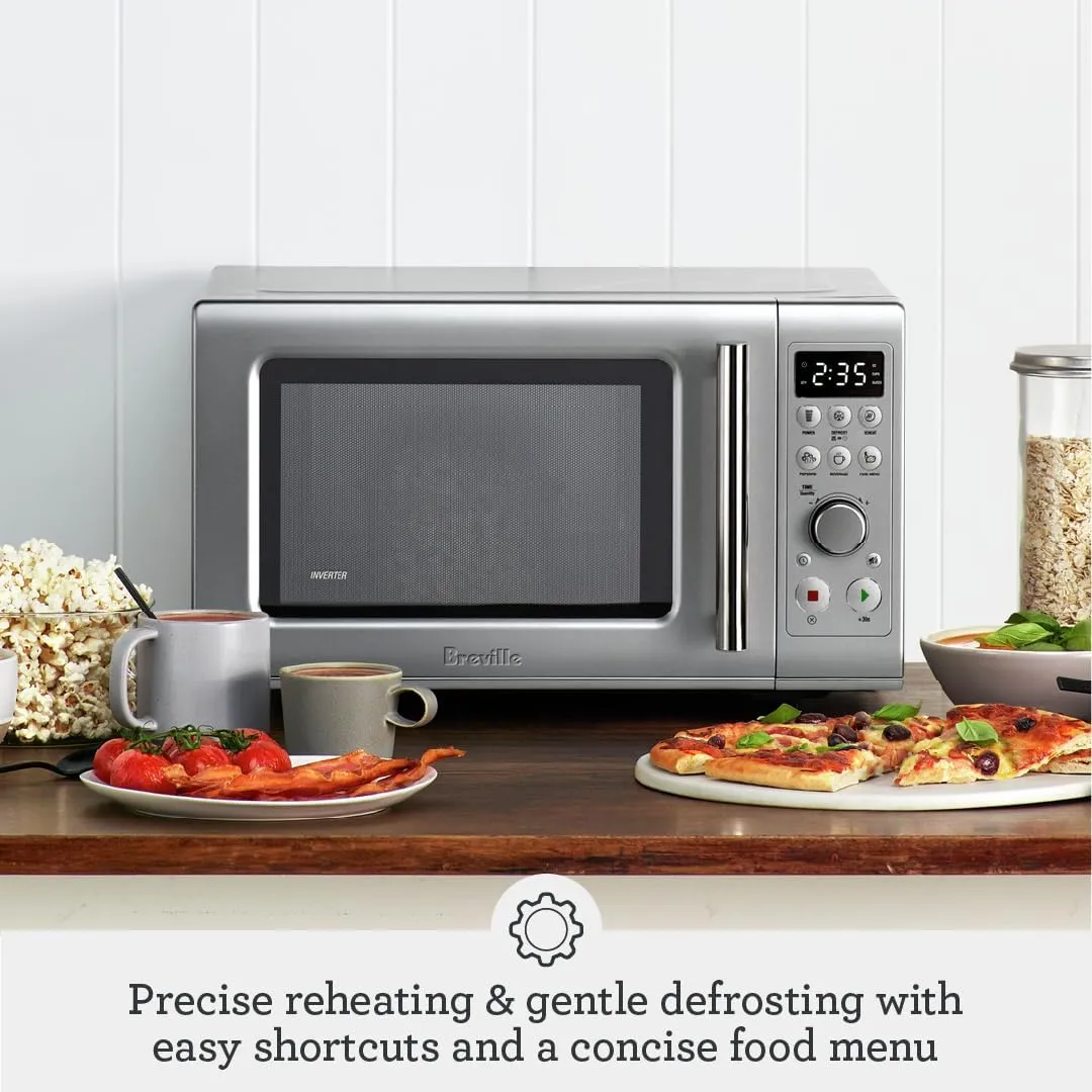 Breville BMO650SIL1BUC1 the Compact Wave Soft Close Microwave, Silver