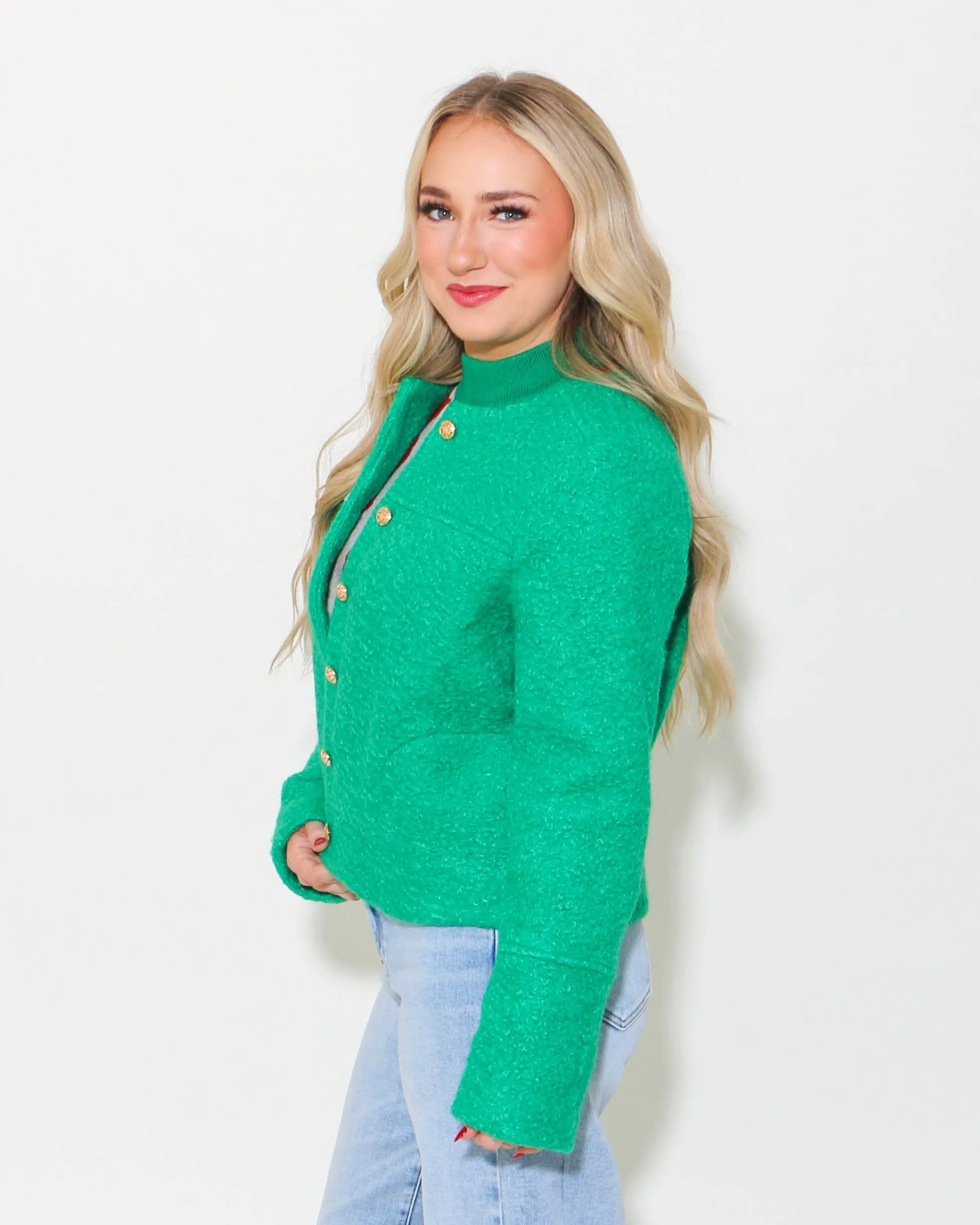 Button Up Boucle Jacket