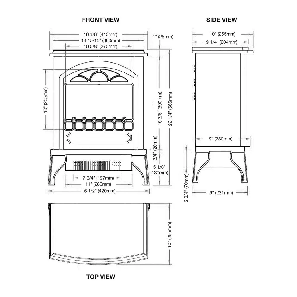 Continental Black Electric Fireplace Stove Heater