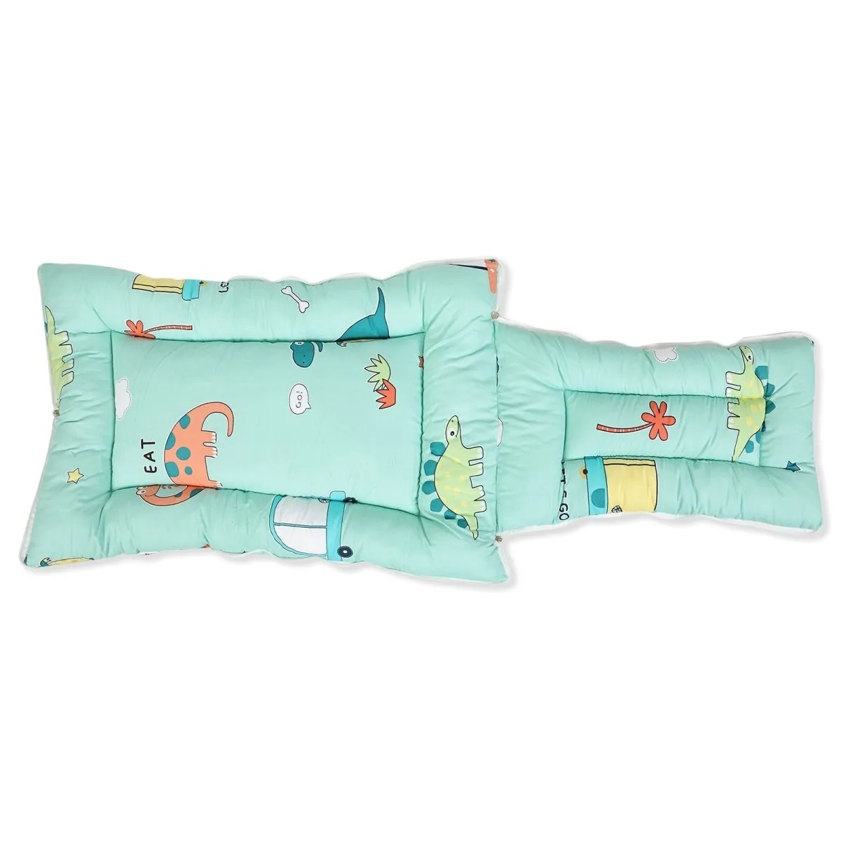 Dino Days- Head Pillow, Bolster Pillow, And Baby Nest Sleeping Bag Bed