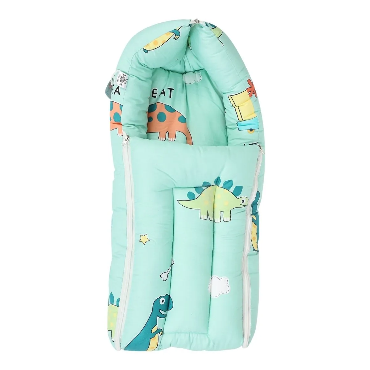 Dino Days- Head Pillow, Bolster Pillow, And Baby Nest Sleeping Bag Bed