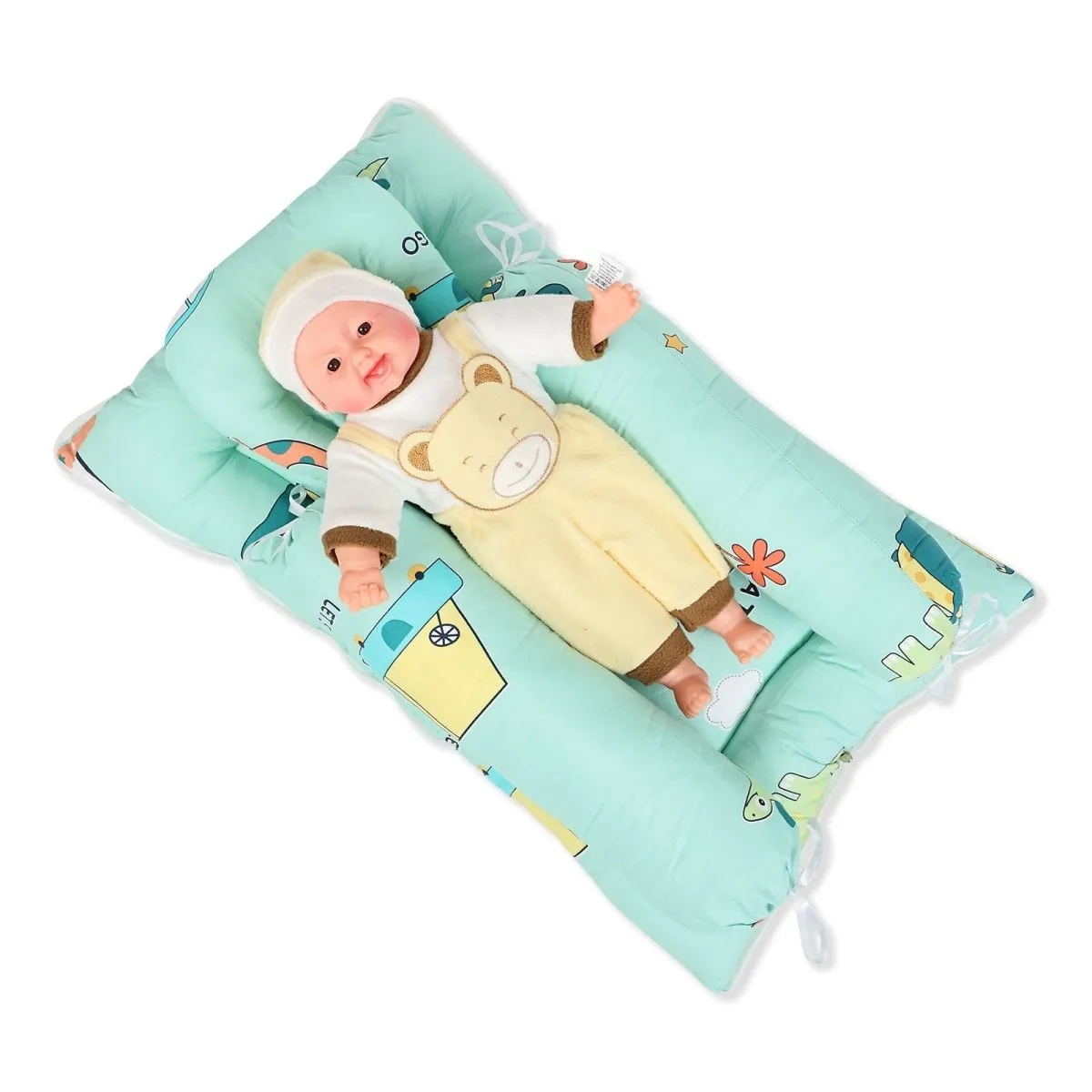 Dino Days- Head Pillow, Bolster Pillow, And Baby Nest Sleeping Bag Bed