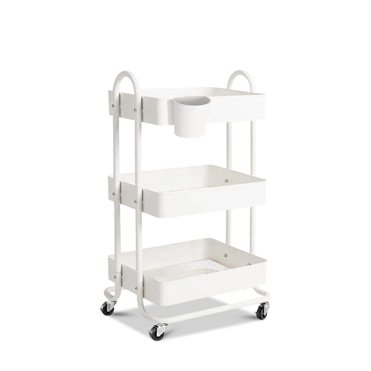 Durable 3-Tier Kitchen Trolley Cart, 45kg Capacity, EKKIO
