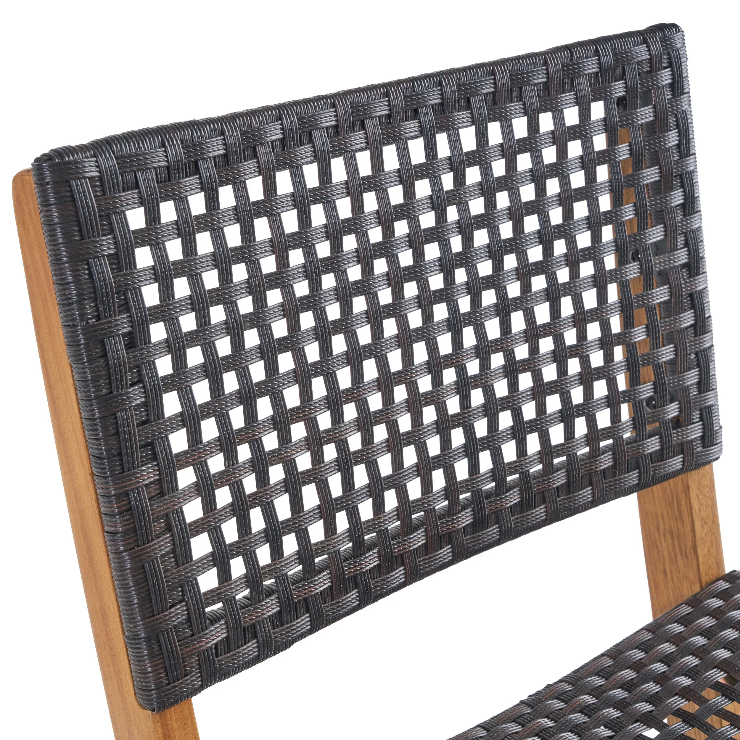 Elizabeth Outdoor 26" Square 3 Piece Wood and Wicker Bar Height Set