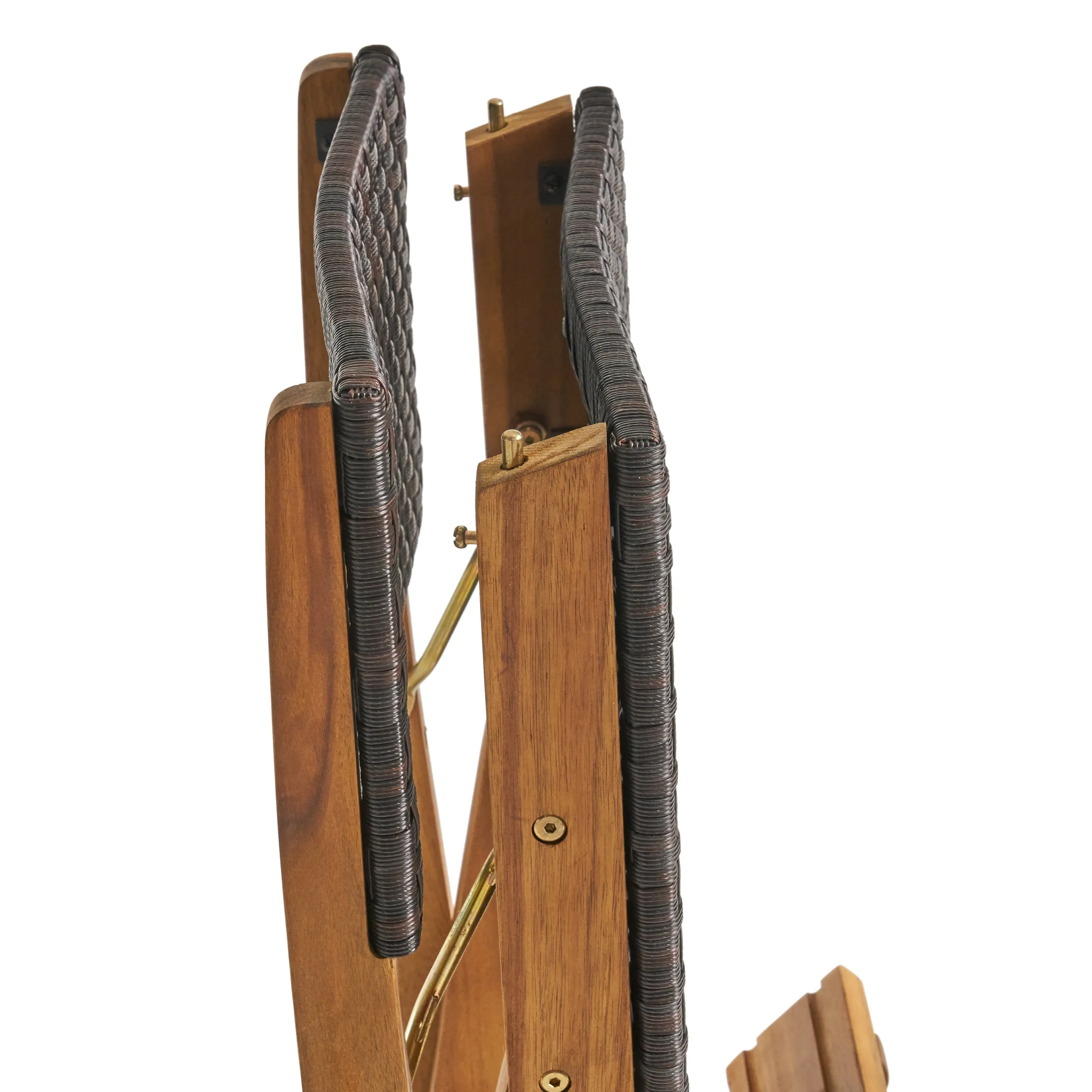 Elizabeth Outdoor 26" Square 3 Piece Wood and Wicker Bar Height Set