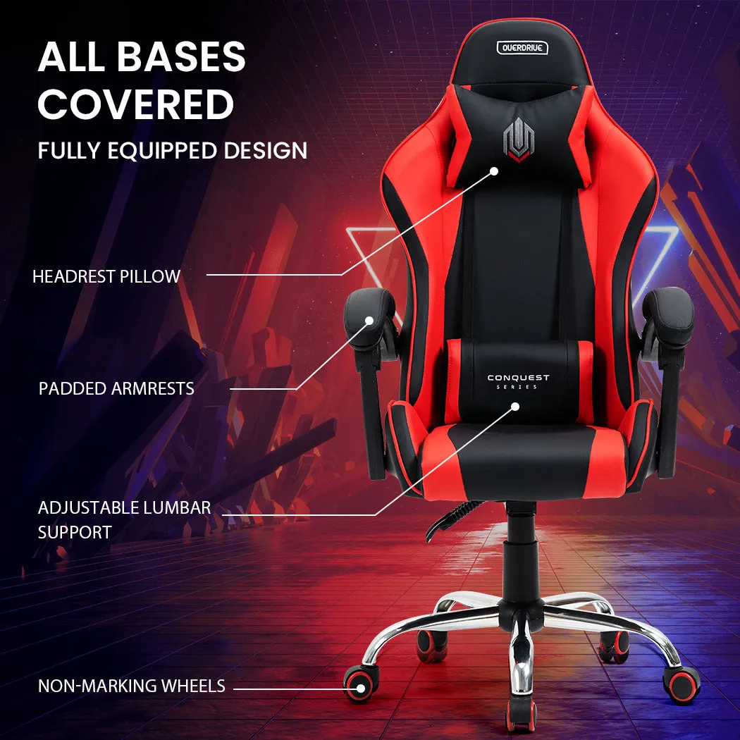 Ergonomic Reclining Gaming Chair with Lumbar & Neck Support, Overdrive