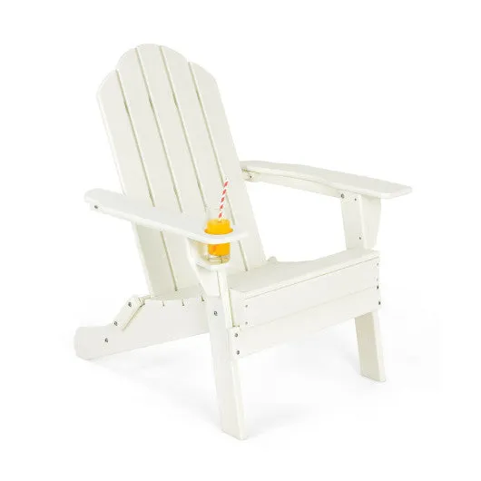 Foldable Weather Resistant Patio Chair with Built-in Cup Holder-White