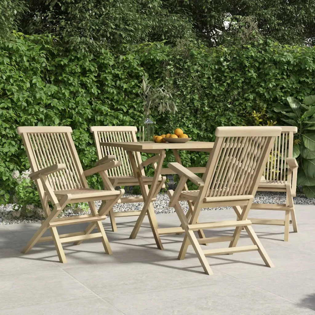 Folding Patio Chairs Outdoor Lawn Chair Furniture Gray Solid Wood Teak