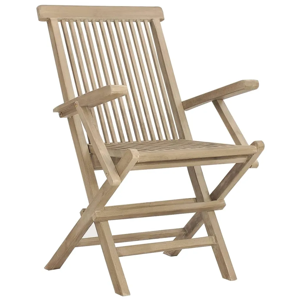 Folding Patio Chairs Outdoor Lawn Chair Furniture Gray Solid Wood Teak