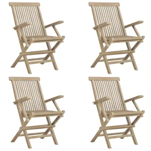 Folding Patio Chairs Outdoor Lawn Chair Furniture Gray Solid Wood Teak