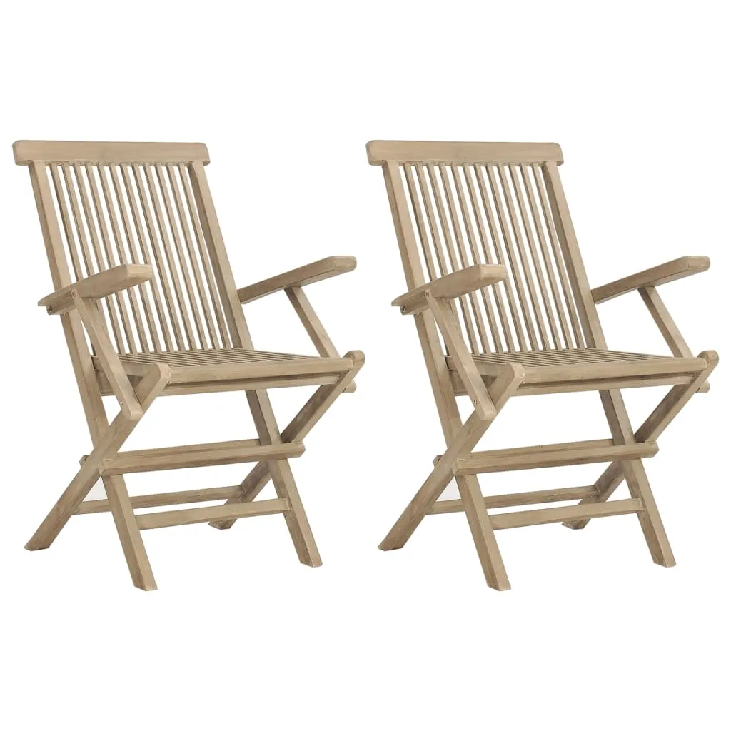 Folding Patio Chairs Outdoor Lawn Chair Furniture Gray Solid Wood Teak