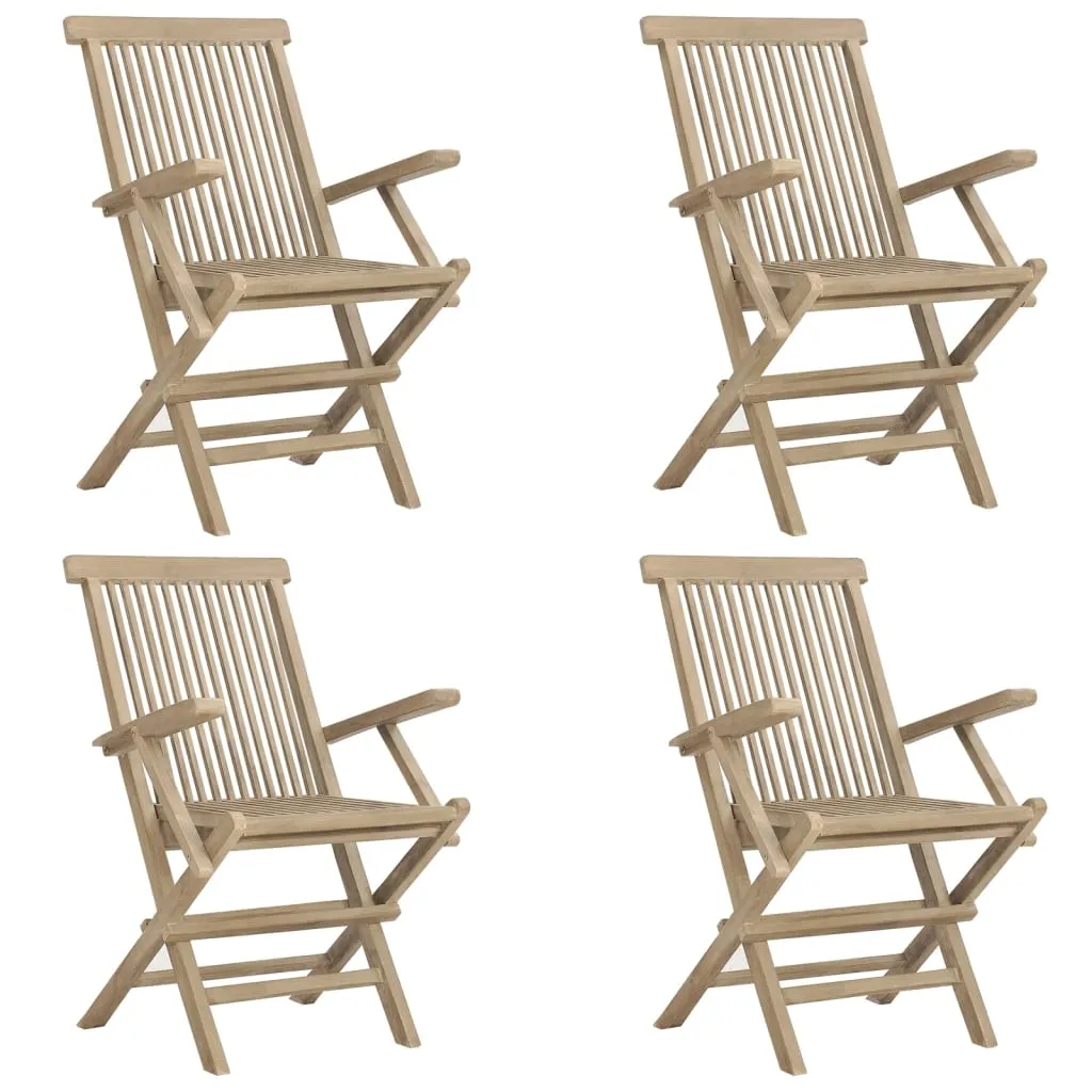 Folding Patio Chairs Outdoor Lawn Chair Furniture Gray Solid Wood Teak
