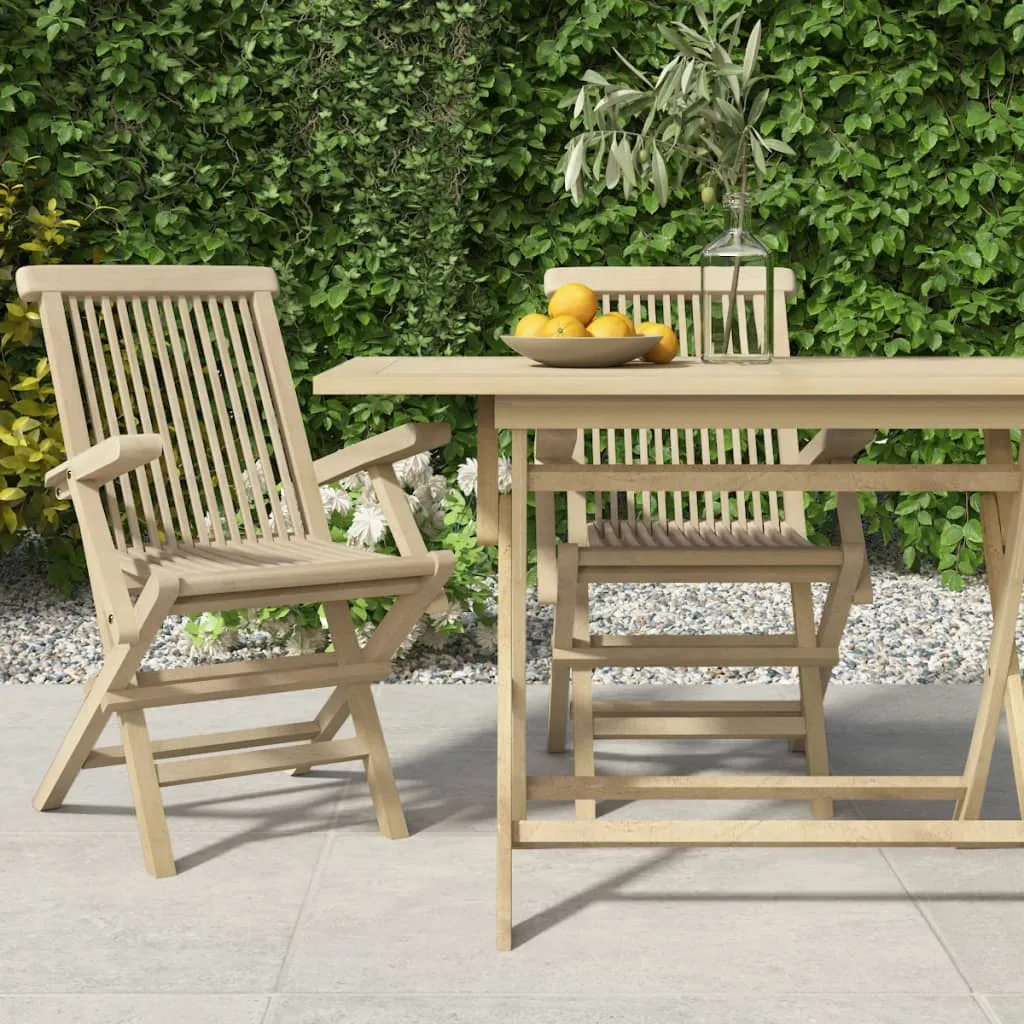 Folding Patio Chairs Outdoor Lawn Chair Furniture Gray Solid Wood Teak