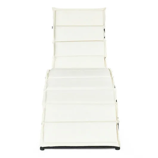 Folding Patio Rattan Lounge Cushioned Portable Chair