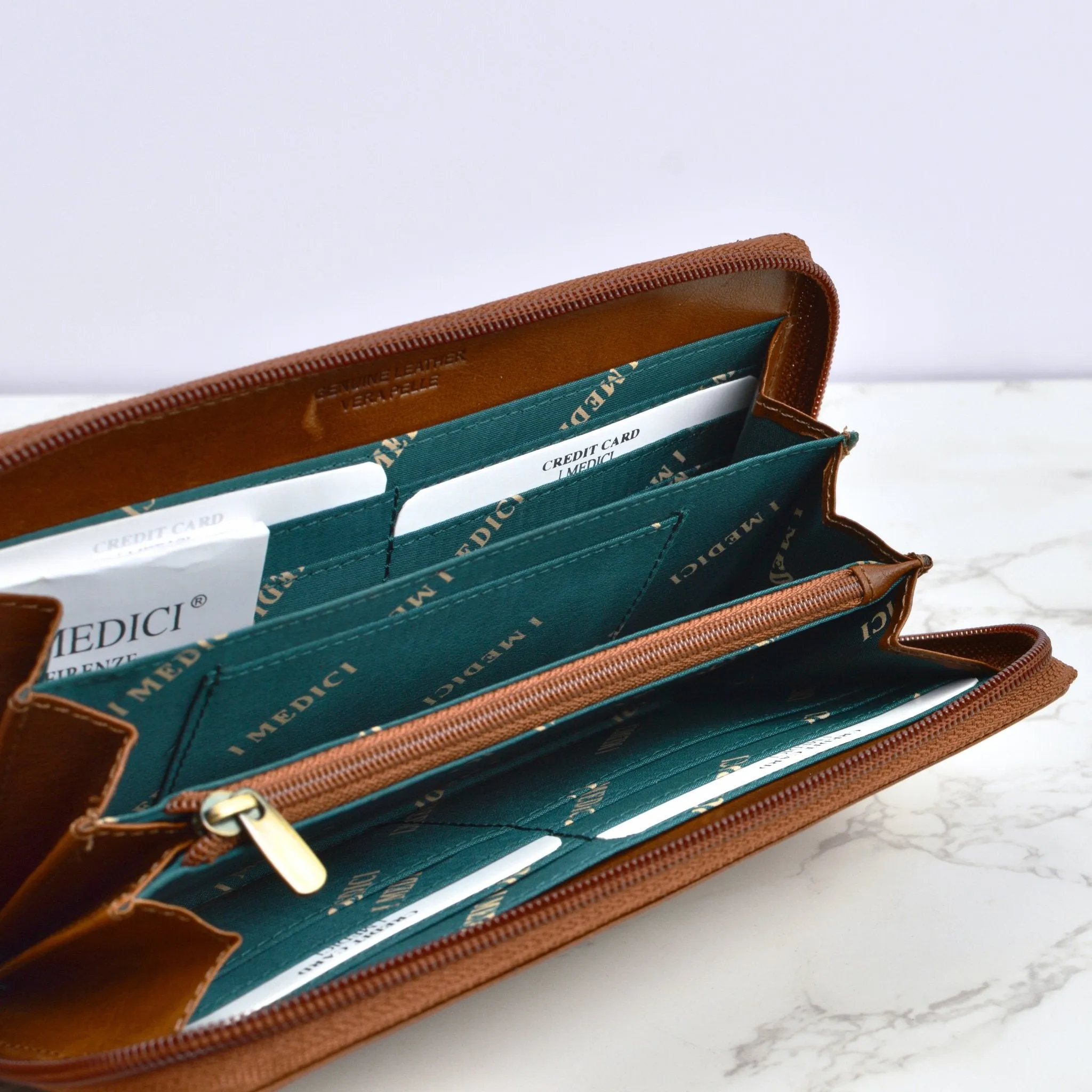 Gabriella Women's Italian Leather Zip Around Wallet