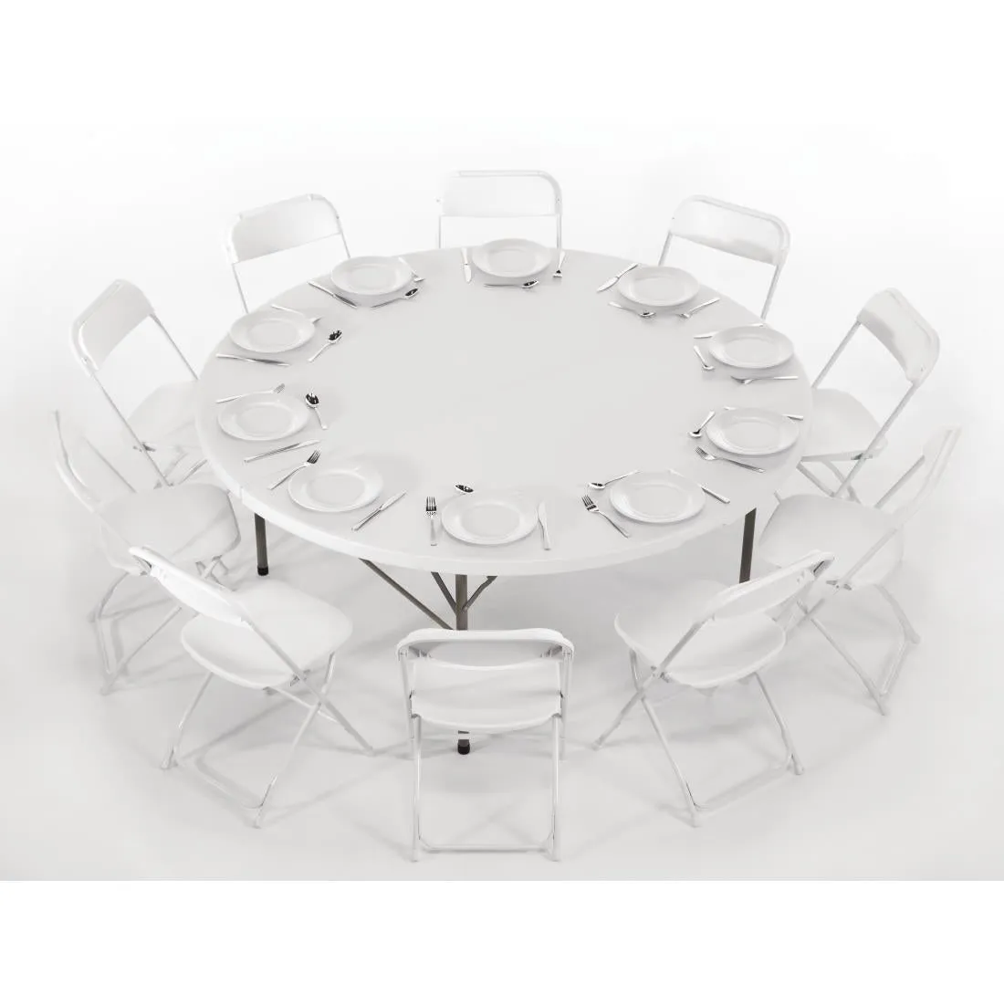 HC270 Bolero Round PE Centre Folding Table White 6ft (Single)