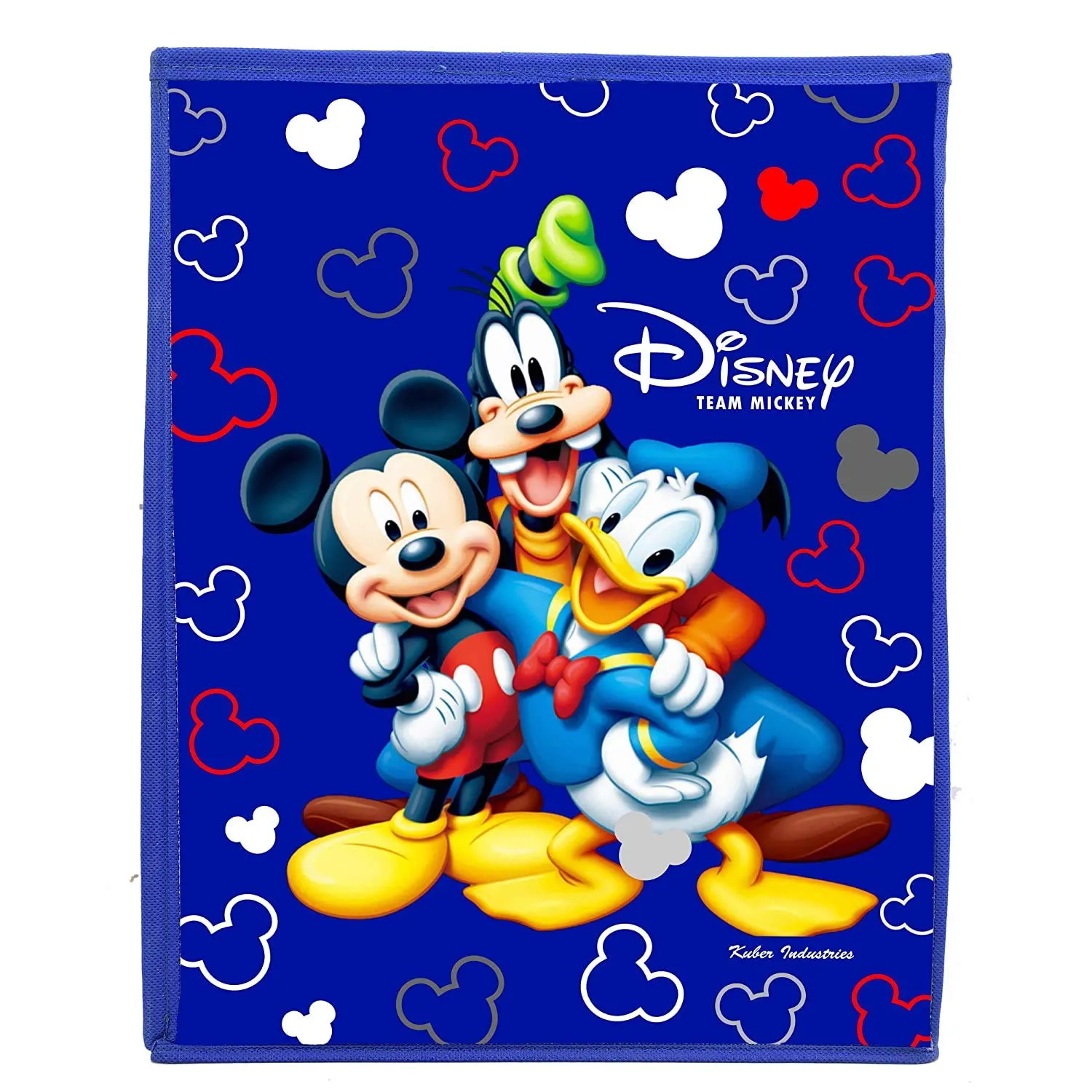 Heart Home Disney Team Minnie Print Non Woven Large Size Fabric Foldable Laundry Basket and Small Size Cube Toy, Books, Shoes Storage Box with Handle (Set of 2, Blue)-HEART11897