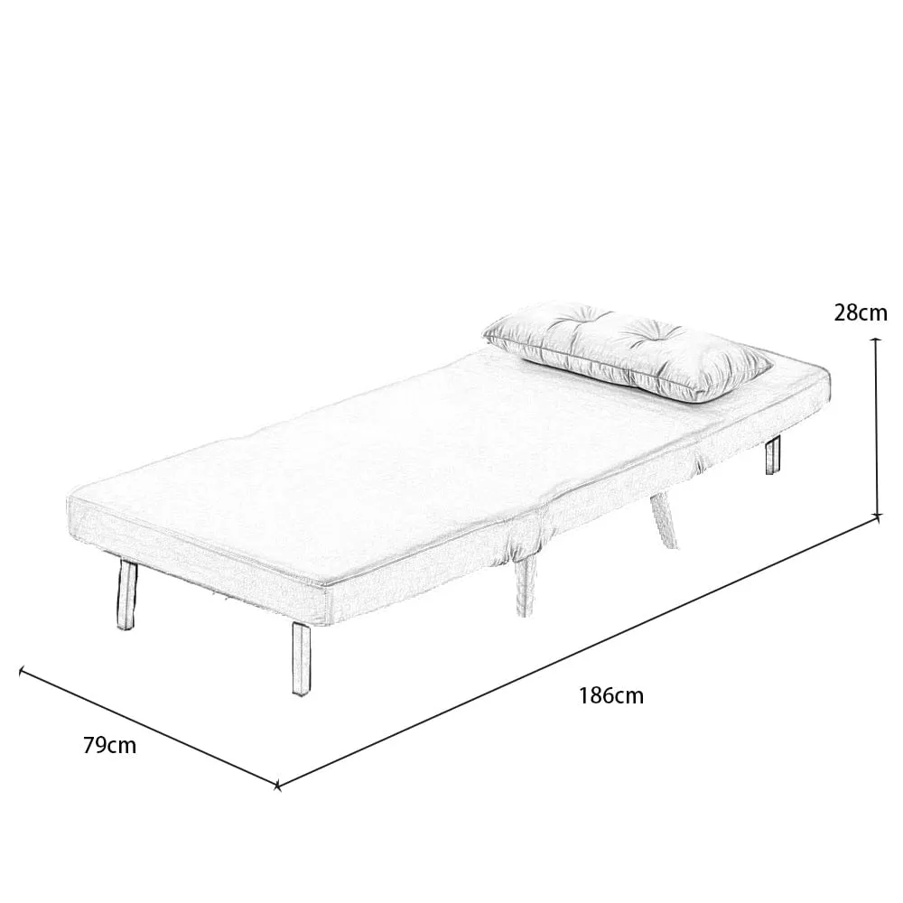 Jola Velvet Foldable Single Sofa Bed with Pillow