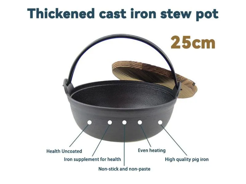 Kitchen Thickened Cast Iron Stew Pot - 25cm