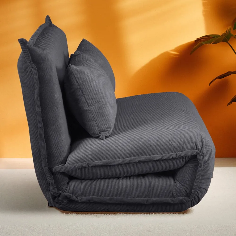 Lola Corduroy Foldable Sofa Bed with Pillows
