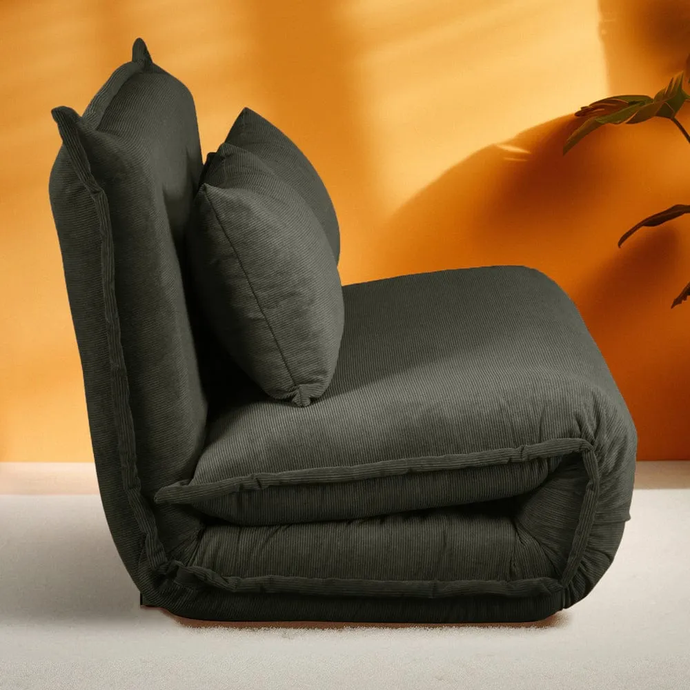 Lola Corduroy Foldable Sofa Bed with Pillows