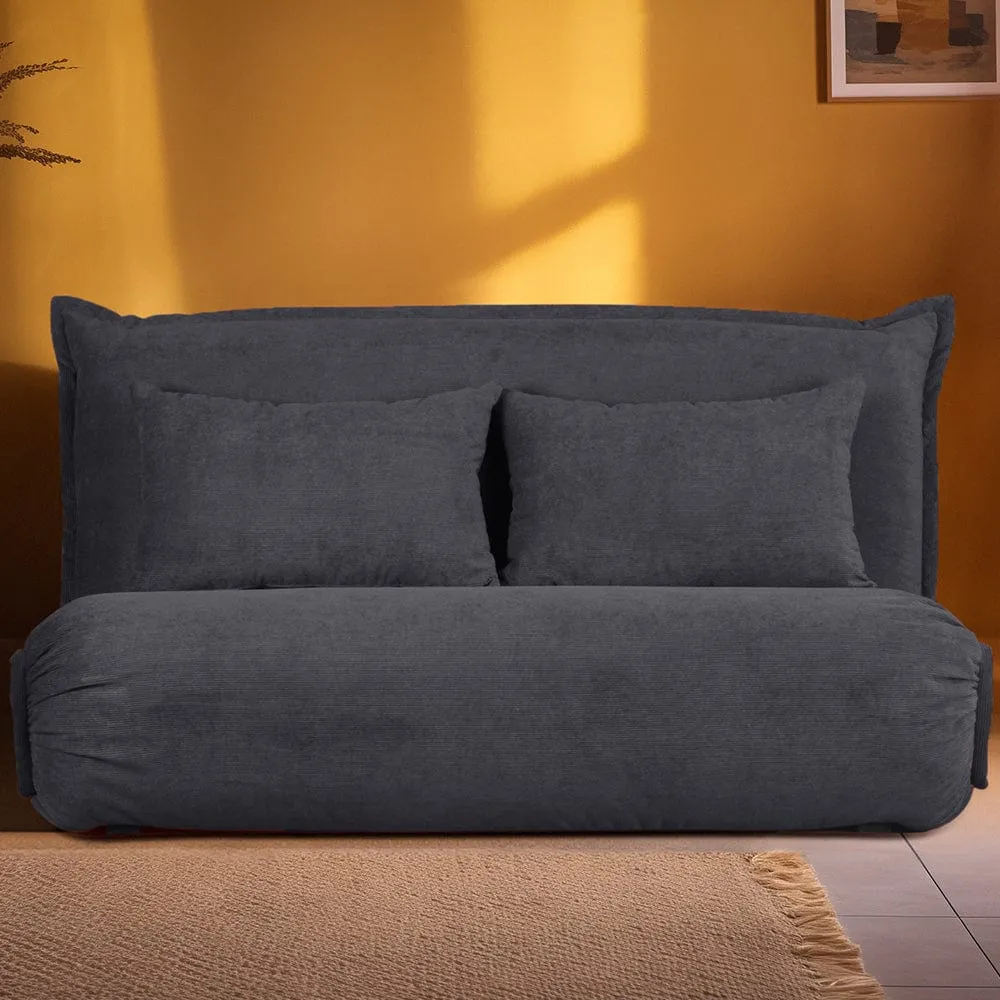 Lola Corduroy Foldable Sofa Bed with Pillows