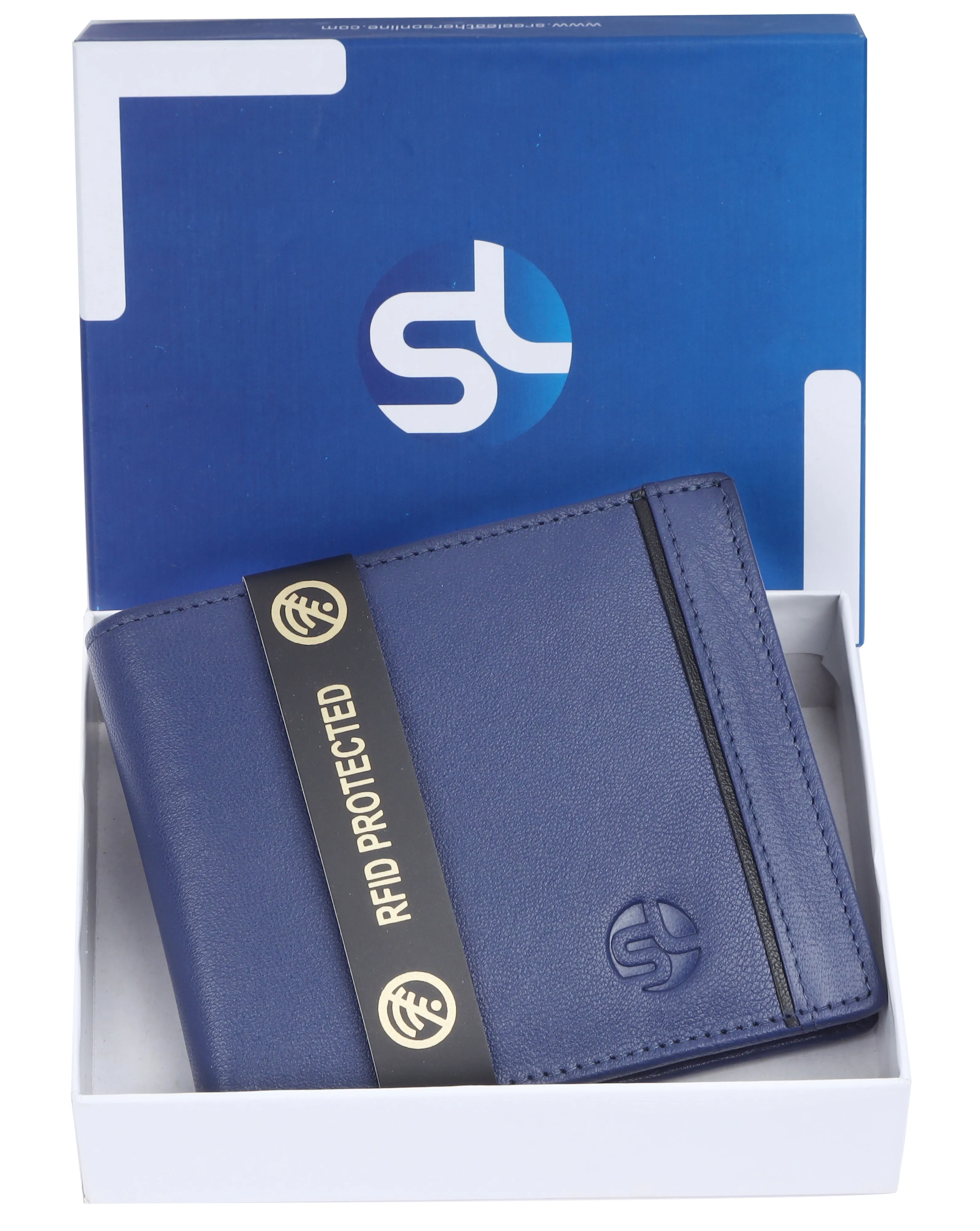 MENS LEATHER WALLET (RFID) 93710 (BLUE)