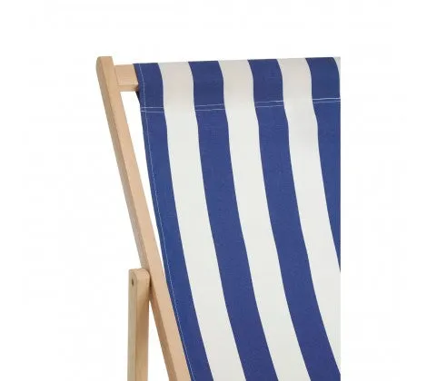 Navy / White Deck Chair with Wooden Frame