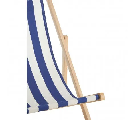 Navy / White Deck Chair with Wooden Frame