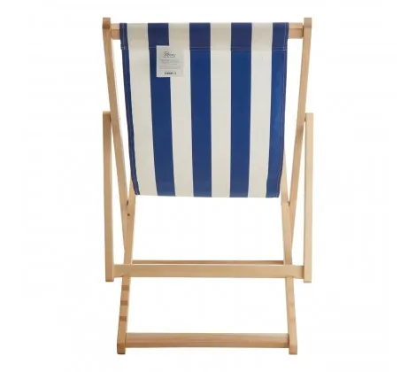 Navy / White Deck Chair with Wooden Frame