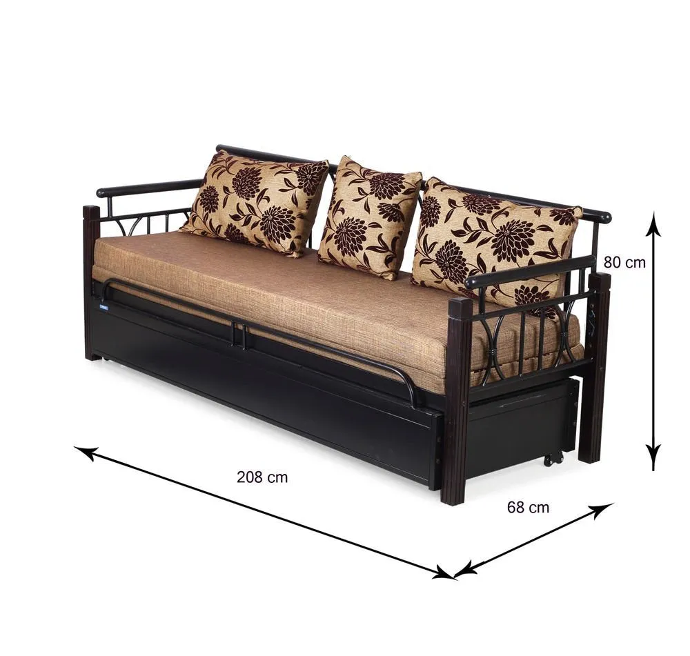 Nilkamal Flint Two Seater Sofa cum Bed (Black)