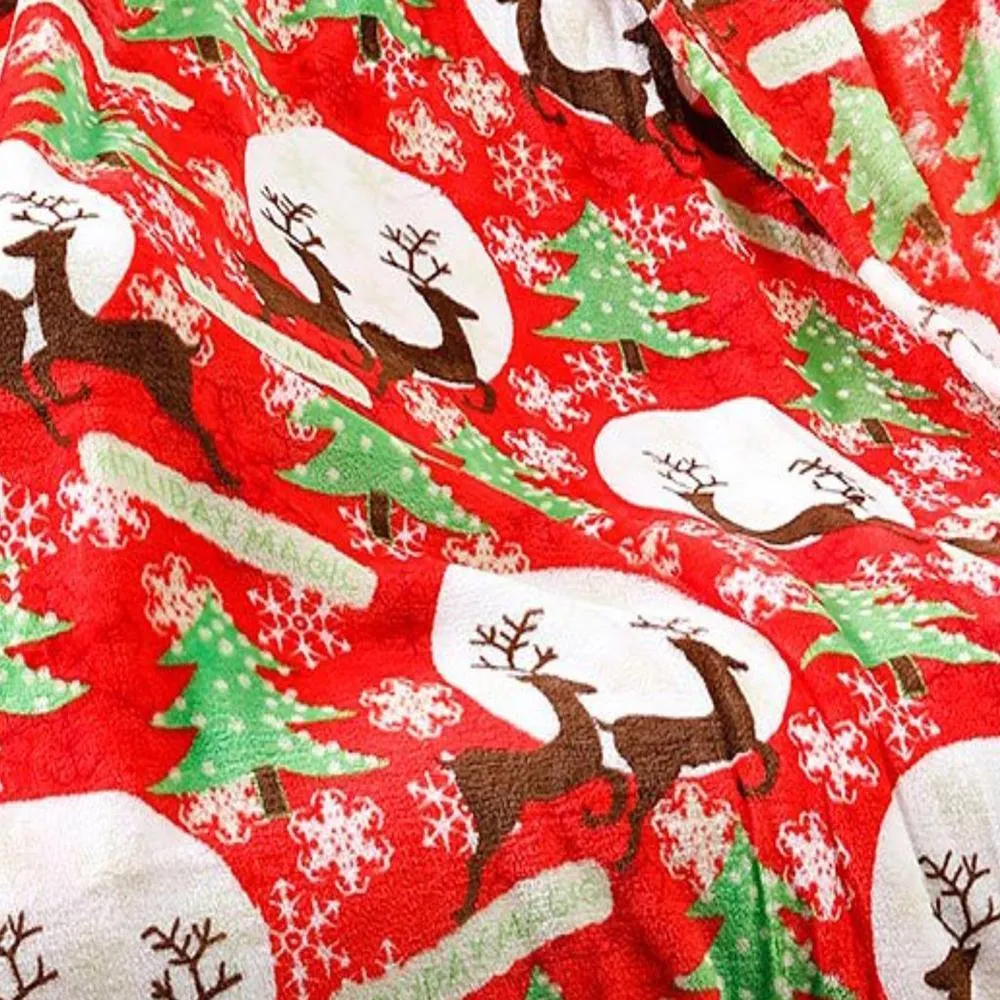Plazatex Holiday Magic Micro plush Decorative All Season Multi Color 50" X 60" Throw Blanket