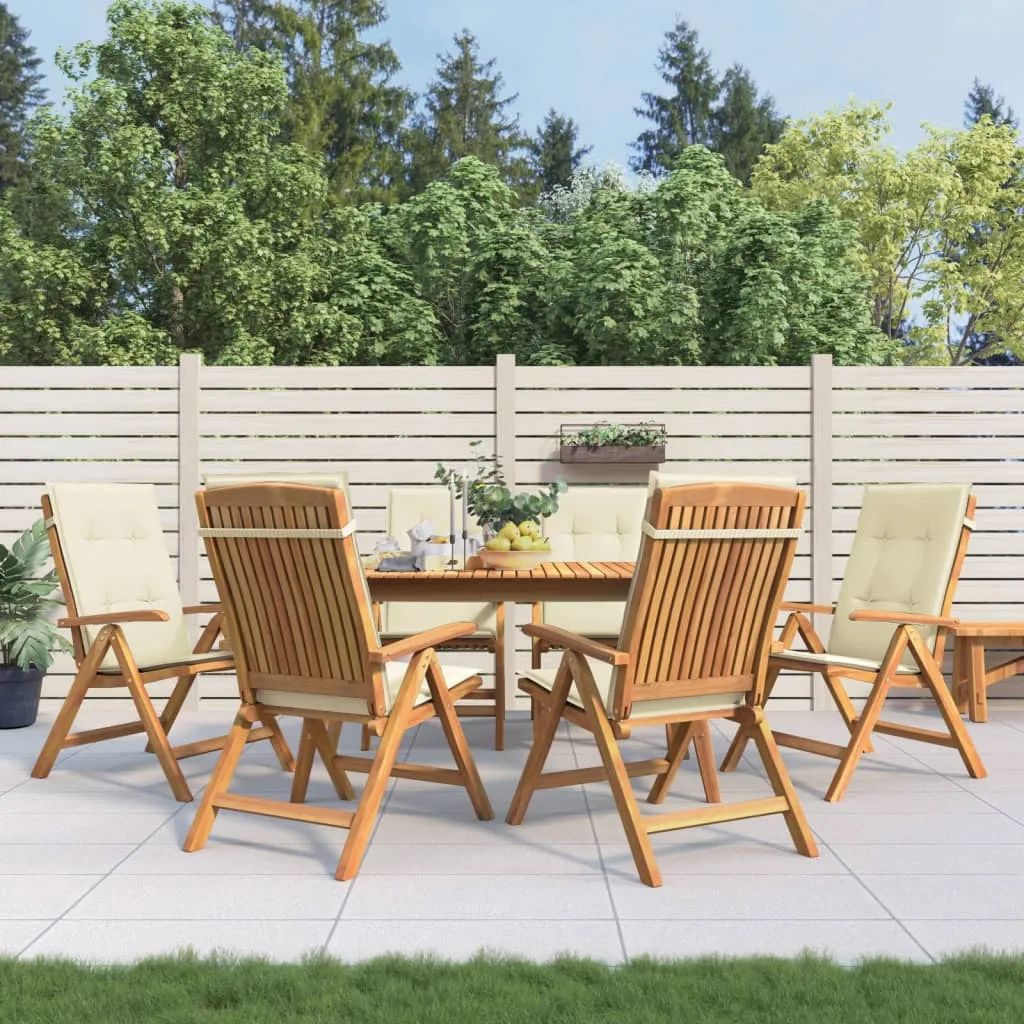 Reclining Patio Chairs with Cushions Outdoor Furniture Solid Wood Teak