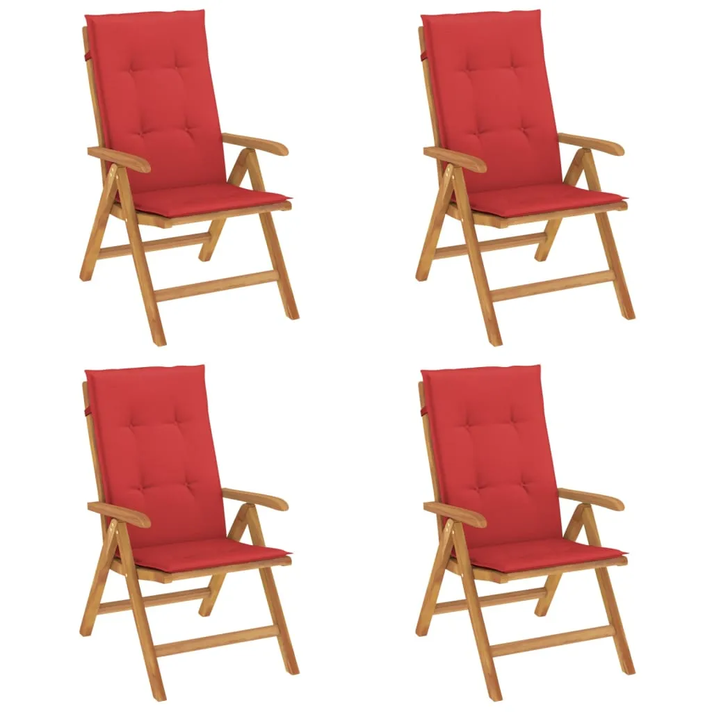 Reclining Patio Chairs with Cushions Outdoor Furniture Solid Wood Teak