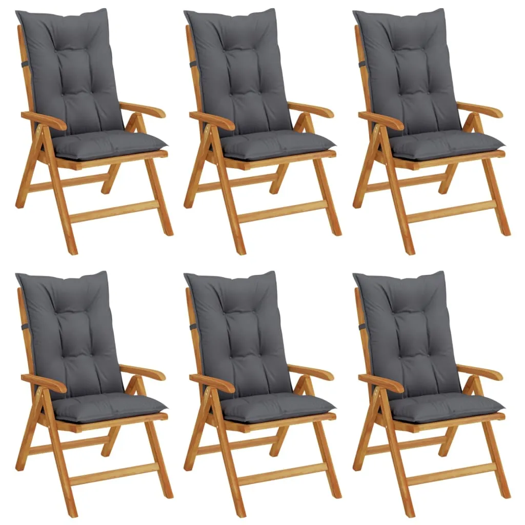 Reclining Patio Chairs with Cushions Outdoor Furniture Solid Wood Teak