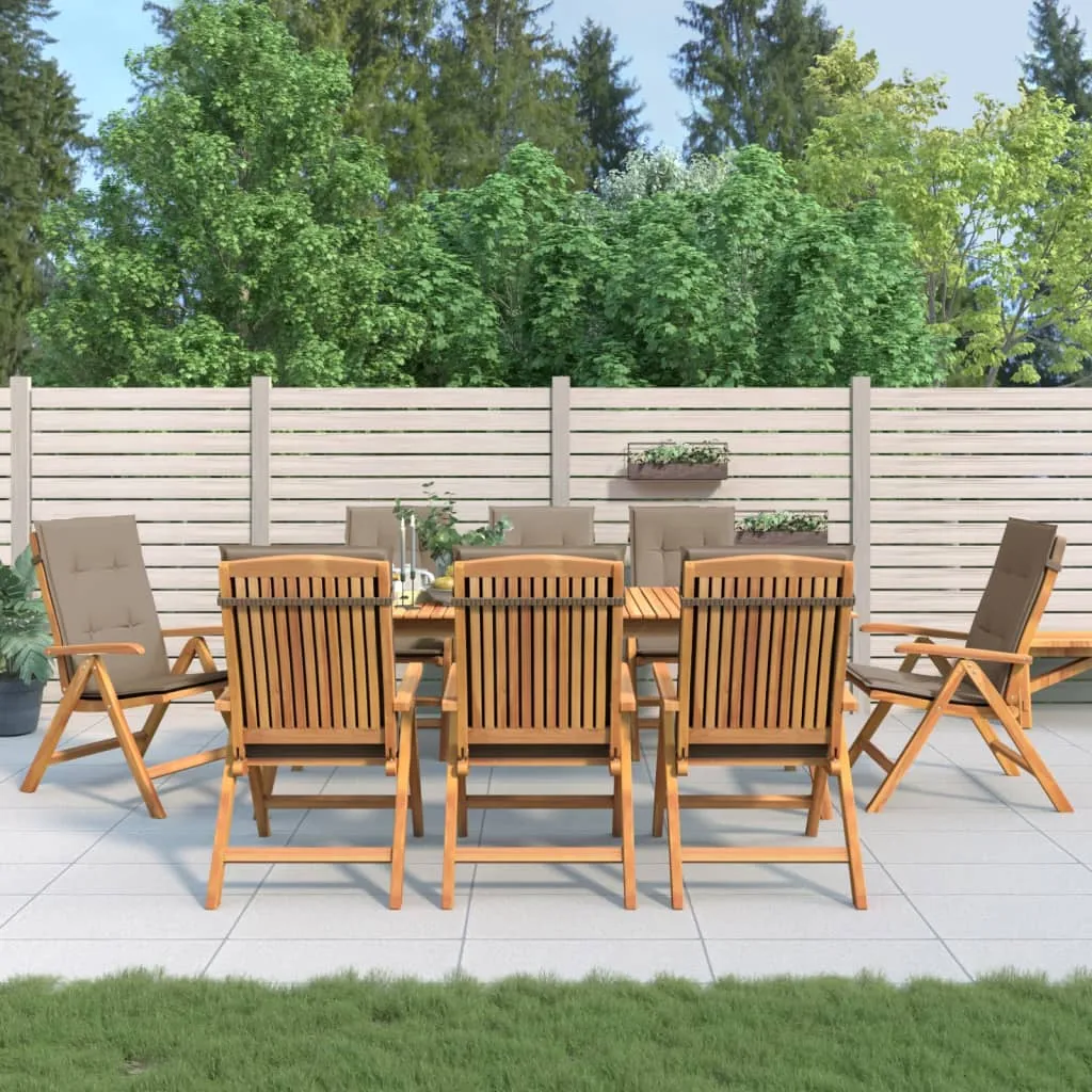 Reclining Patio Chairs with Cushions Outdoor Furniture Solid Wood Teak
