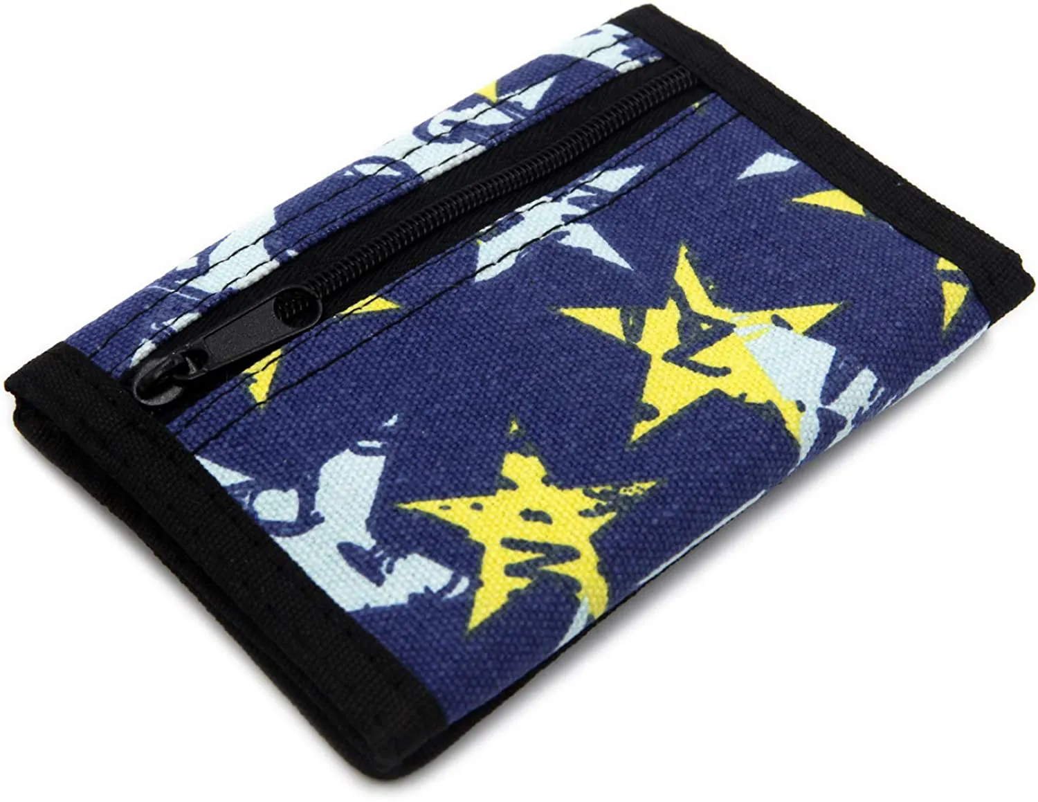RFID Trifold Canvas Outdoor Sports Wallet for Kids - Front Pocket Wallet with Magic Sticker