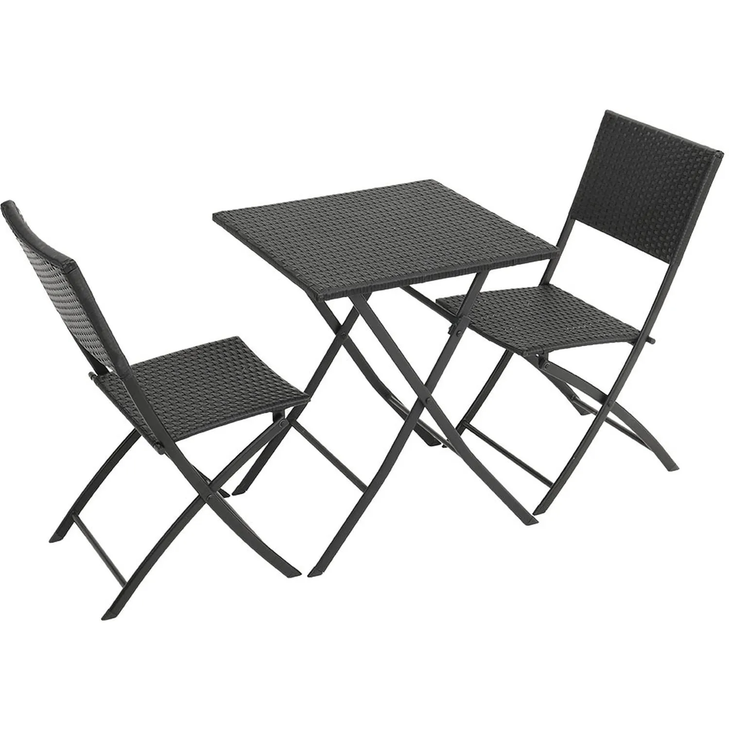 ROXXFLY Rattan Wicker 2 Seater Patio Seating Chair and Table Set for Balcony Home Folding Coffee Table and Chair Patio Furniture Set for Living Room and Garden (Dark Grey)