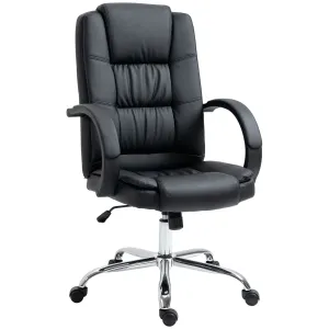 Vinsetto High Back Executive Office Chair - Black PU Leather, Adjustable Height, 360° Swivel, Padded Armrests, Tilt Function