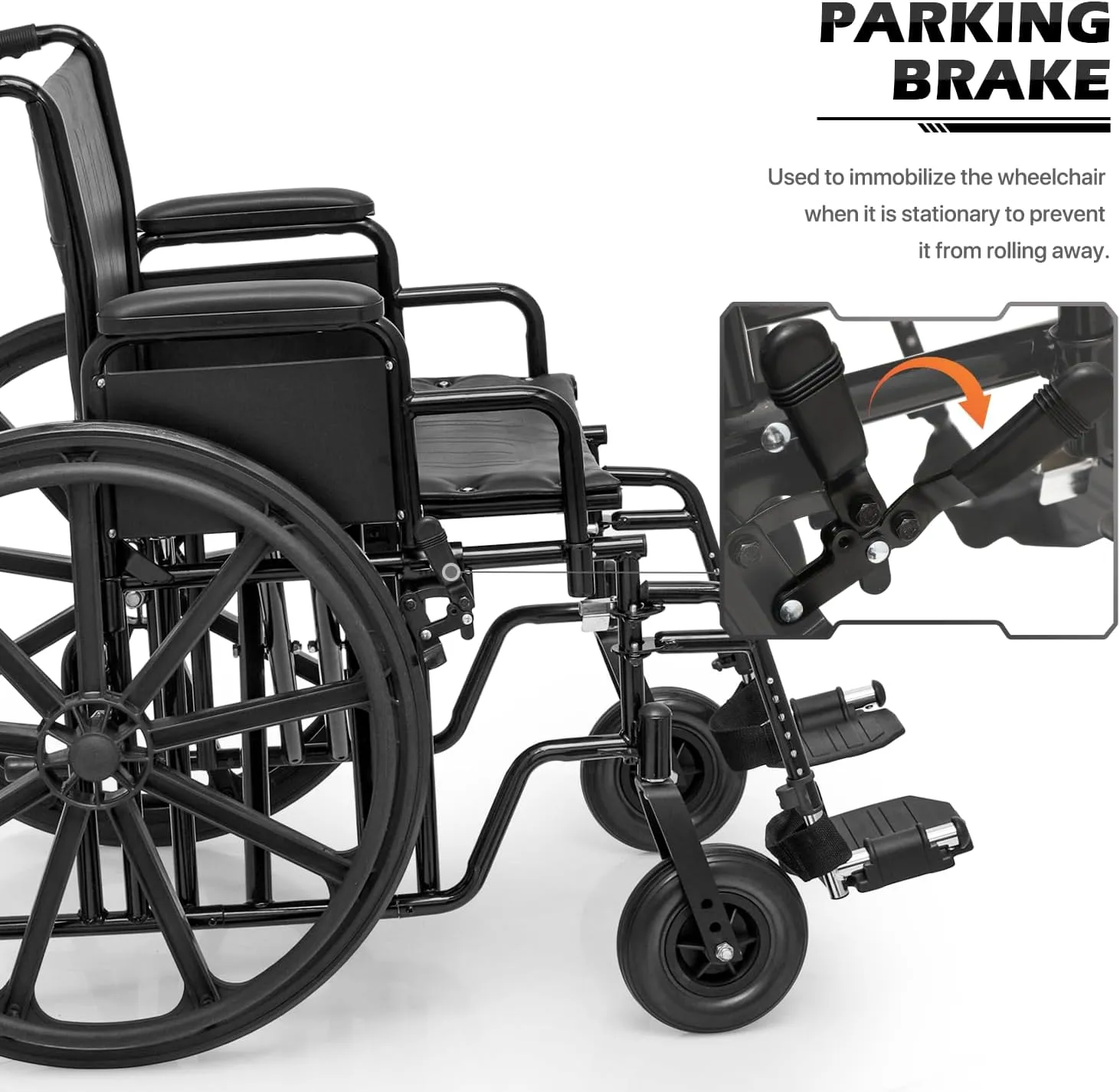 Wide Foldable Wheelchair for Adults: Heavy-Duty 500-lbs Capacity | Folding Transport Self-Propelled Chair with 24-Inch Seat